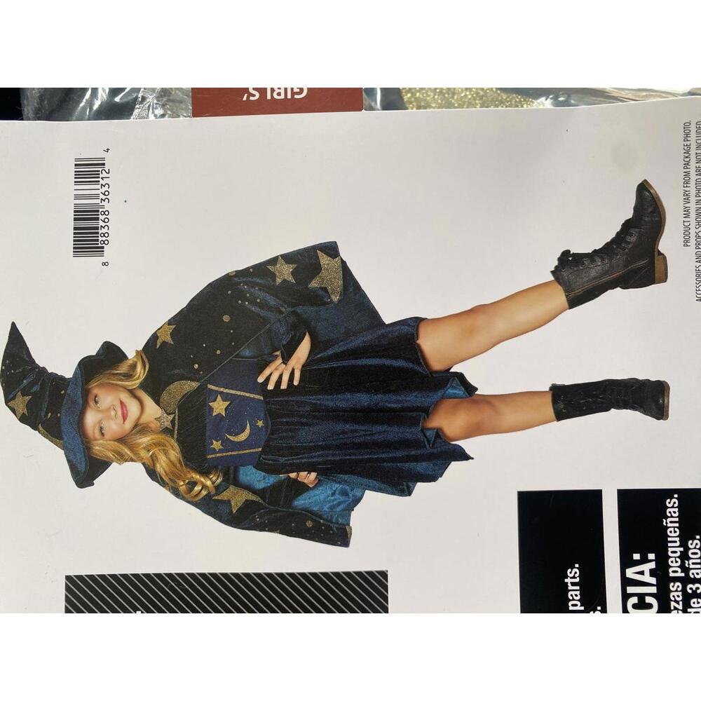 Spellbound wizard Girls' Halloween Witch Costume with Hat and Cape